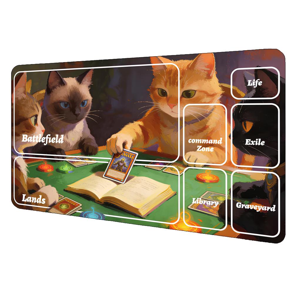 Cat Playing Board Game Magic Party Game Mat Durable Rubber for MTG&TCG Games 35X60cm Mouse Pad Offices Desk Mats Friendly Design