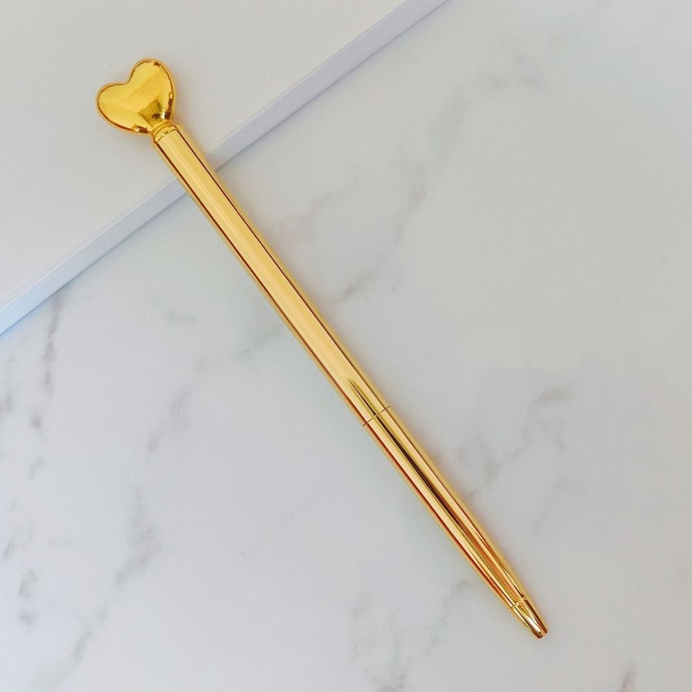 Black Ink Love Heart Ballpoint Pen Mental Writing Pen Aesthetic Neutral Pen  Back To School