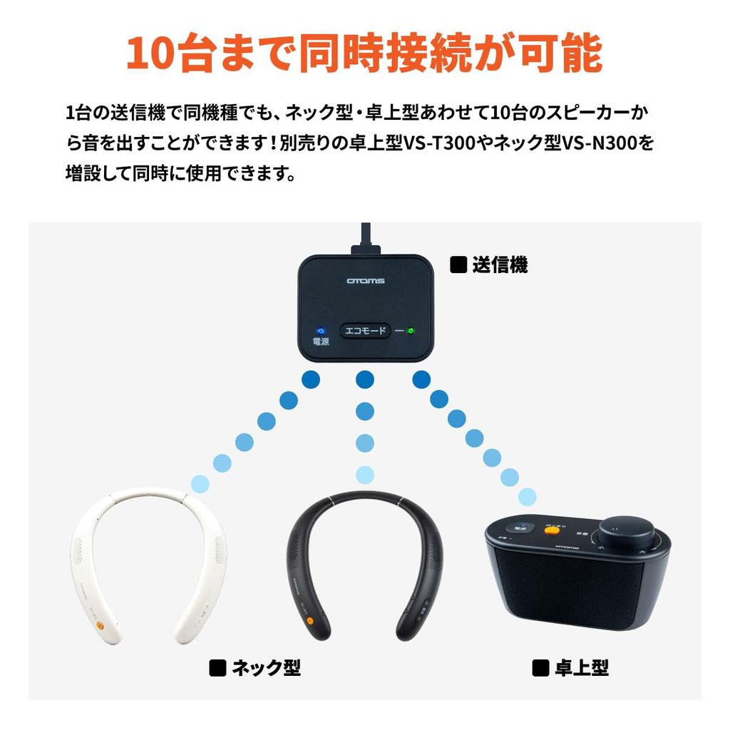 OTOMS Wireless Neck Speaker for DECT Low Lightweight 100m Communication IPX4 Water 7 Hours Continuous Clear Black KaiTele-kun VS-N300 TV, 1.9GHz,