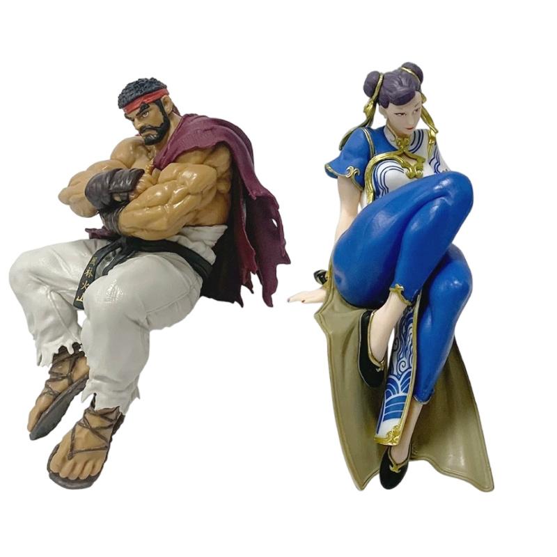 14cm Anime Game Street Fighter6 Action Figure Chun-Li Ryu Sitting Figurine Decorations Collection Model Toys PVC Poseable Articulated Scale Detailed