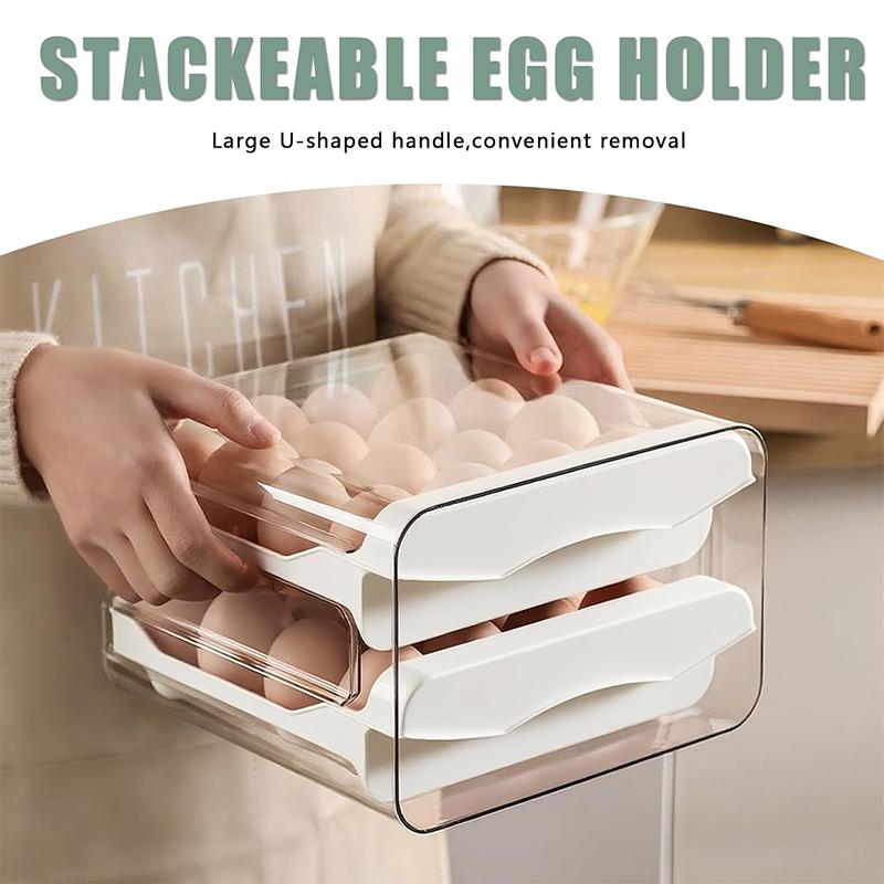 Refrigerator Egg Rack Double-layer Transparent Surface Stackable Egg Container Plastic Refrigerator Food Dispenser for Kitchen