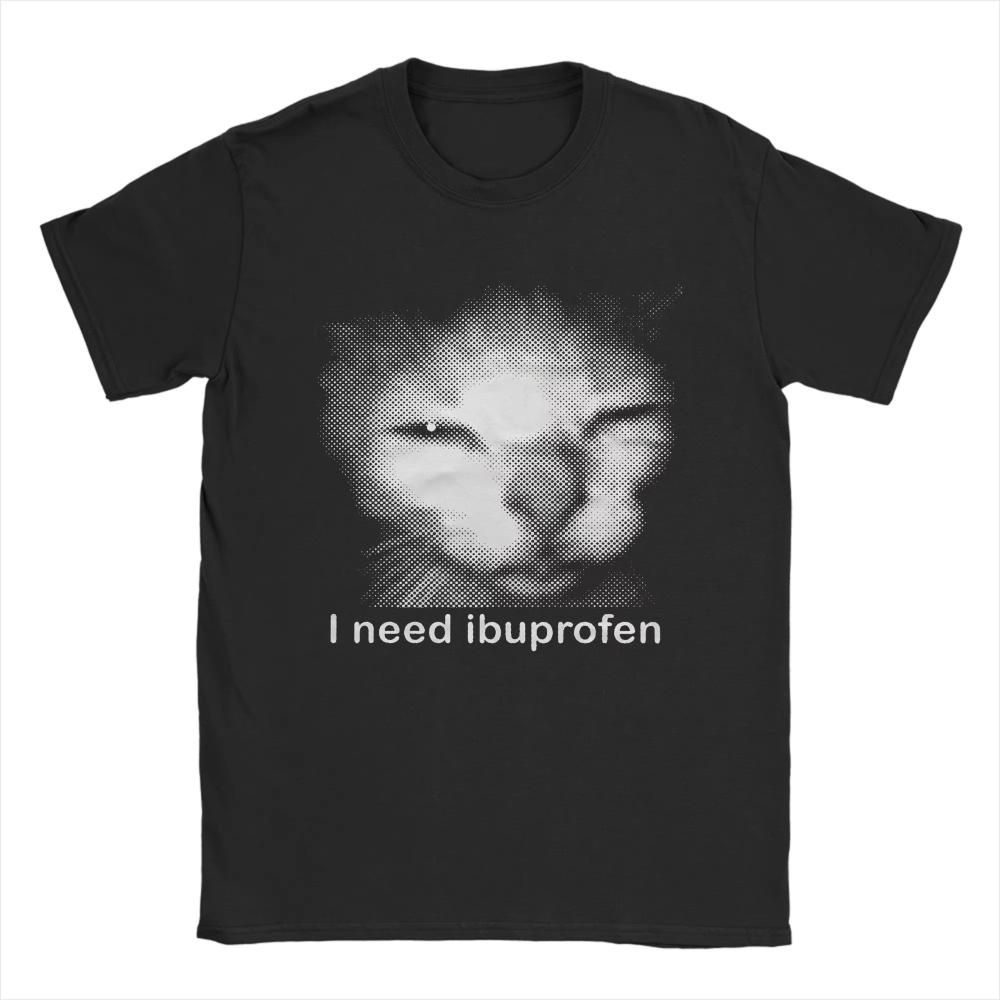 

I Need Ibuprofen Funny Vintage Graphic Cat Men s Women T-Shirt Short-Sleeve Y2K Retro Tshirt Summer Cotton Crewneck 3XL Top T... 5XL різнокольоровий