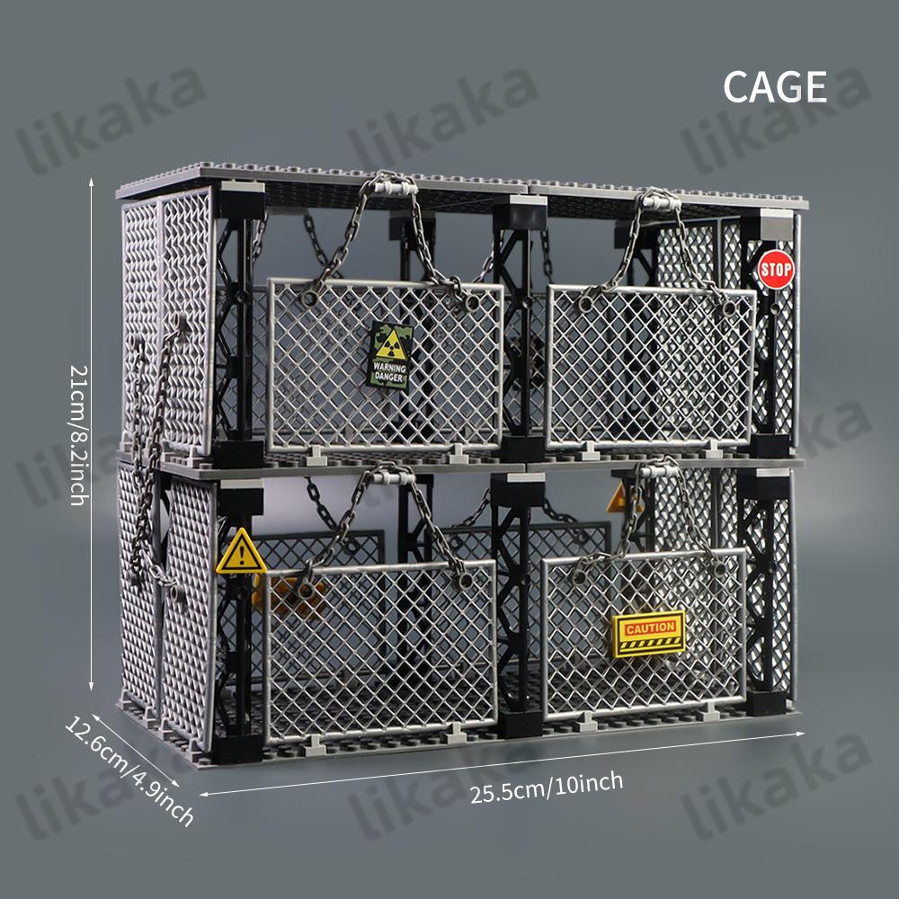 MOC Budynek Więzienia Wojskowego Klocki Wojskowy Obszar Zastrzeżony Klocki Pułapki Zestawy Zabawek DIY Klocki Konstrukcyjne Zabawki dla Chłopców Prezenty