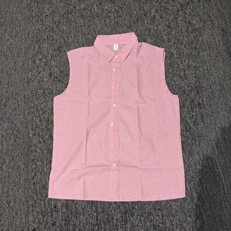 Men's Summer Cotton Sleeveless Shirt Vintage Solid Color Casual Vest Tops Beach Holiday Lightweight Breathable Male Tank Shirts