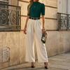 Women’s Ribbed Knit Mock Neck Short Sleeve Slim Fit Pullover Top for Casual or Office Wear Versatile Stretchy Sweater Tee