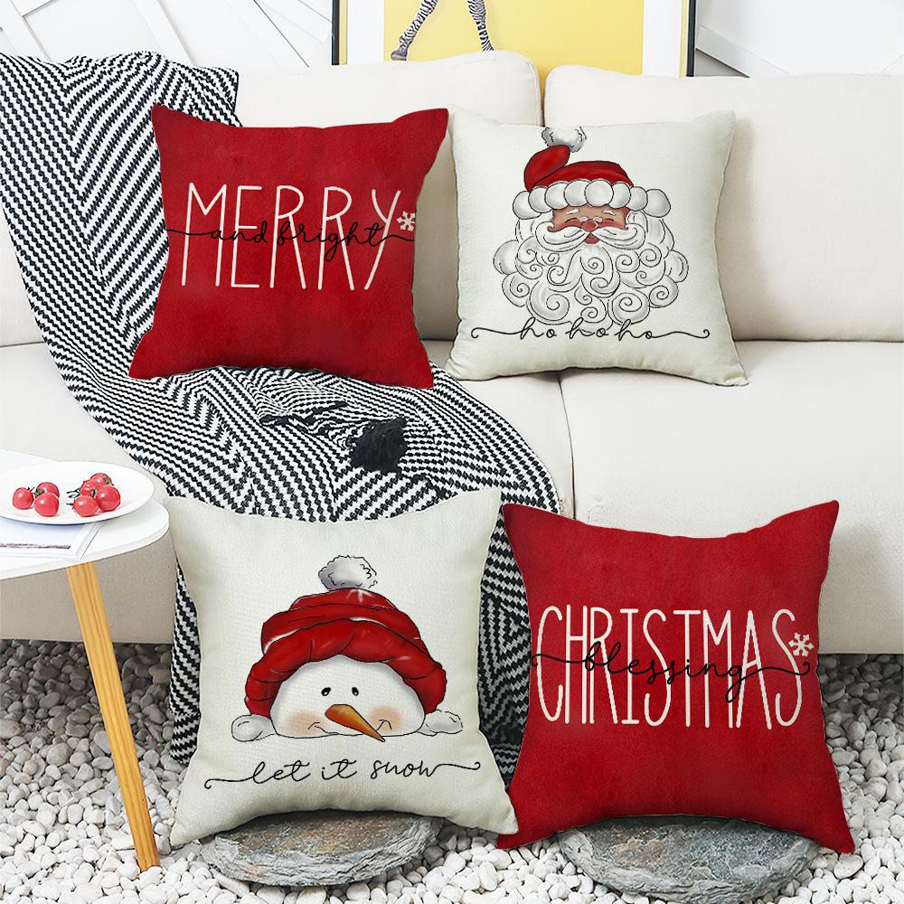 New Christmas Snowman Pillow Living Room Sofa Bedroom Balcony Pillow Home Lumbar Pillow Cover