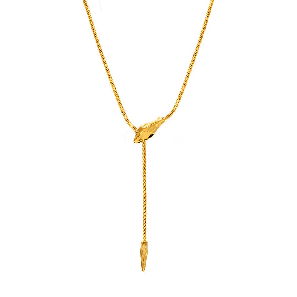 Stainless Steel Snake Head Necklace: European & American Cold Style, Long-lasting Sweater Chain for Women