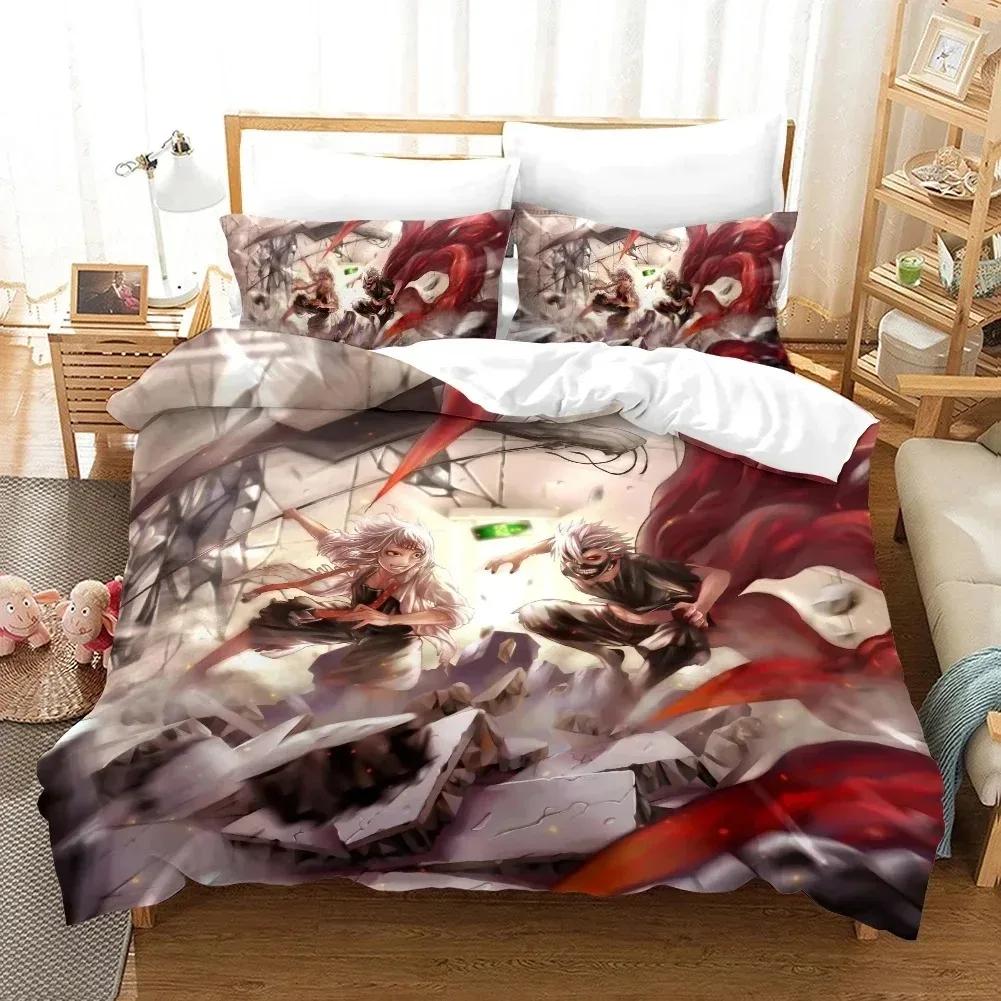 3D Printed Cartoons Tokyo Ghoul Kaneki Ken Bedding Set Duvet Cover Double Twin Full Queen King Adult Kids Bedclothes Quilt Cover