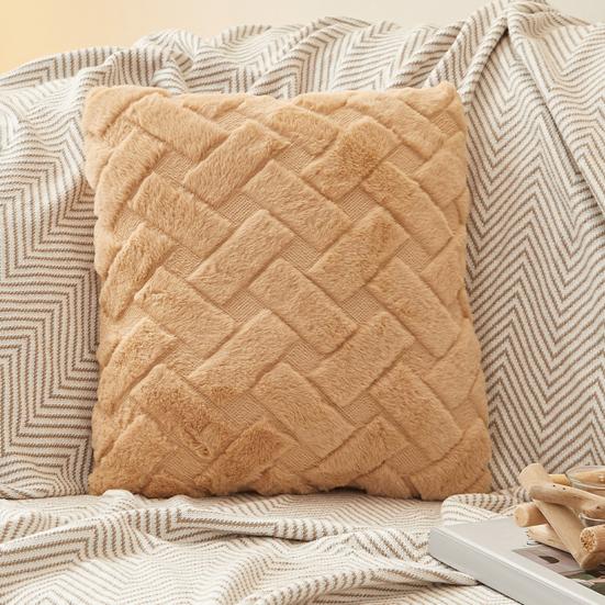 Plüsch-Kissenbezug Flauschiger Überwurf-Kissenbezug Quadratischer Kissenbezug mit verdecktem Reißverschluss für Wohnzimmer Schlafzimmer Heimbüro Dekoration