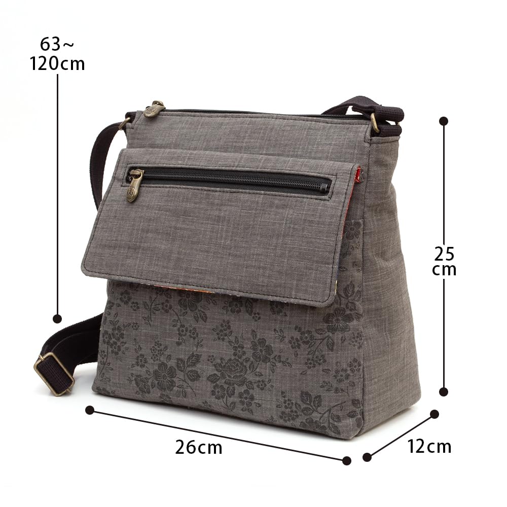 [creare Kiki] Damen Umhängetasche, Crossbody, Leicht, Hergestellt in Japan, Japanischer Stil, Yamaboshi Design, Mehrere Taschen, Geburtstagsgeschenk für Mama