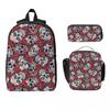 Vintage Floral Skull Roses Backpack Student BookBag School Bag Computer Shoulder Bags 3ps Insulated Lunch Bag Pencil Case