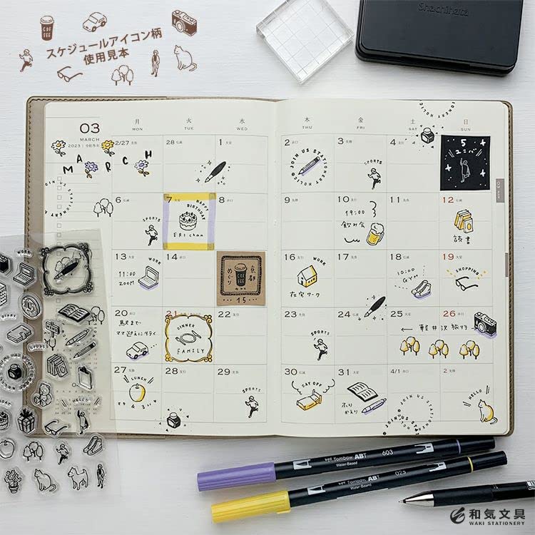 Прозрачный планер Waki Stationery Оригинальные прозрачные штампы 1 лист, Штампы, Штампы, (Иконки расписания)