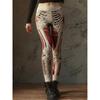 Vintage 3D kötött leggings nőknek gótikus mintával magas derék szűk nadrág Y2K punk utcai viselet rugalmas karcsúsított nadrág