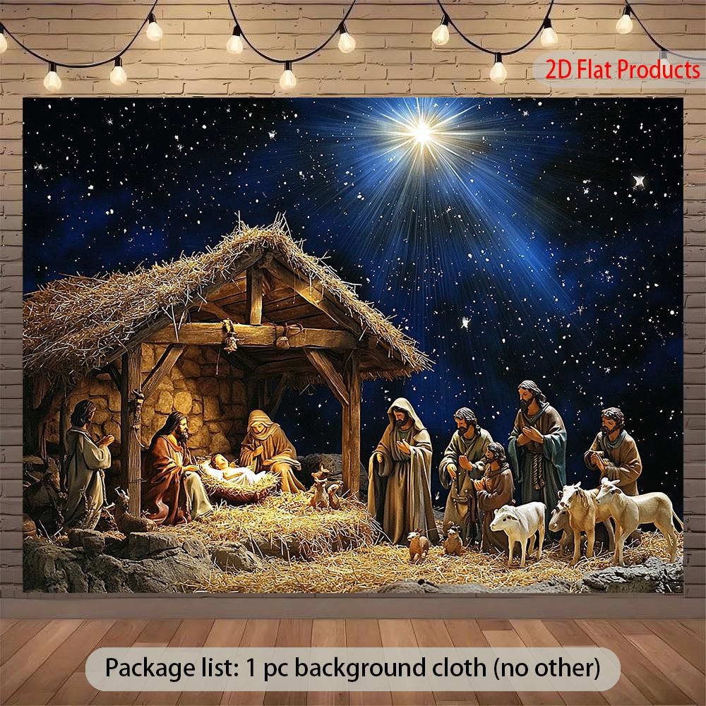 2D flat surface, 1 piece of banner background depicting the Nativity scene, UV printed for durabilityZL