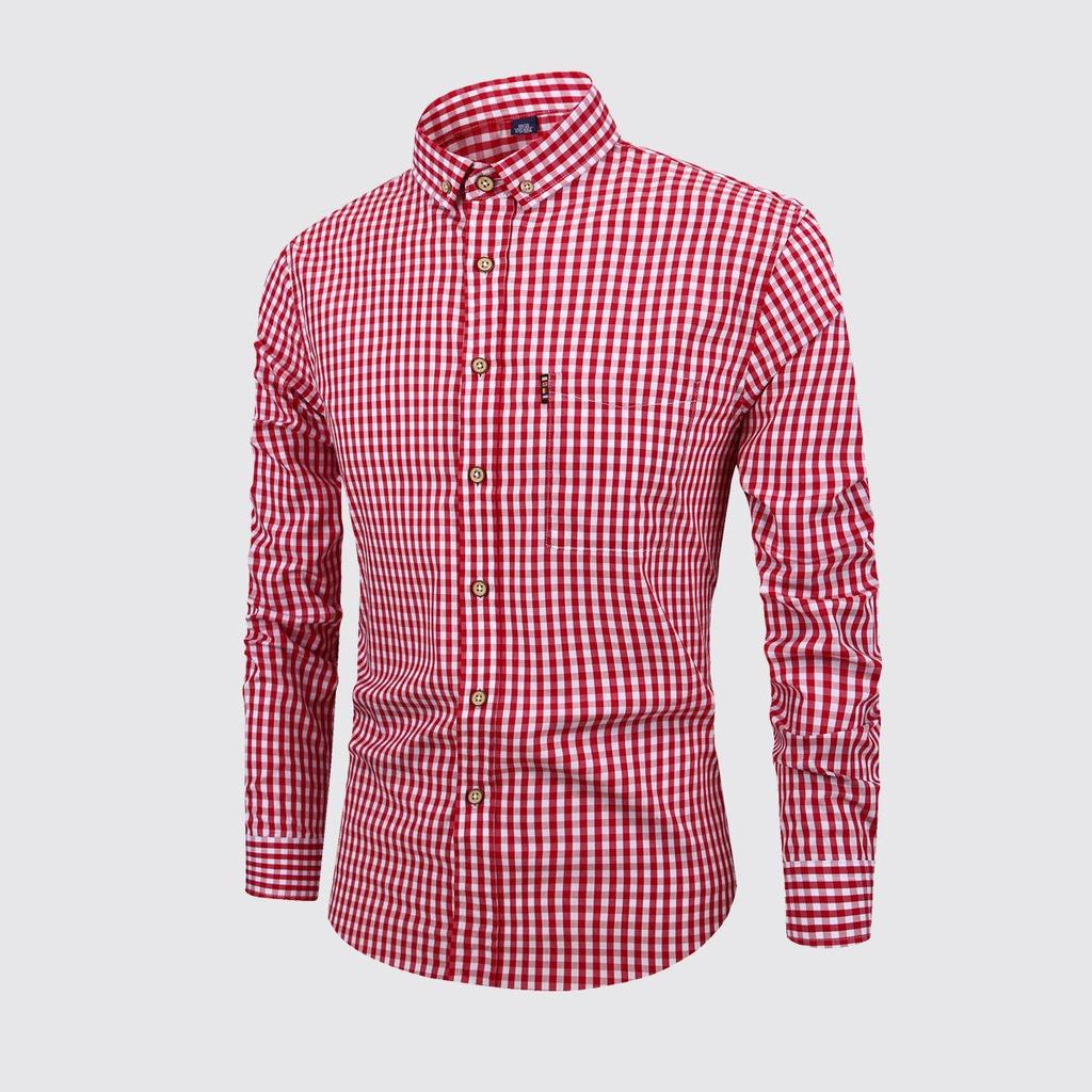 Men's Cross-Border Autumn/Winter Plaid Cotton Long-Sleeve Casual Business Shirt