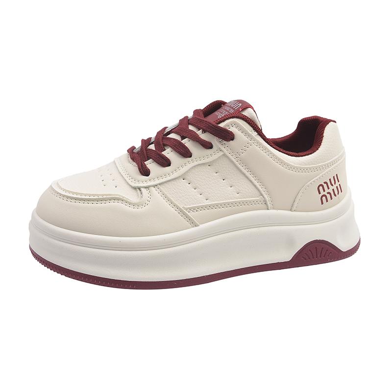 

2025 New Fashion Casual Women s Shoes Spring Autumn Platforms Sneakers Comfortable Flat Shoes Lace Up Non Slip Vulcanized Shoes 40 красный