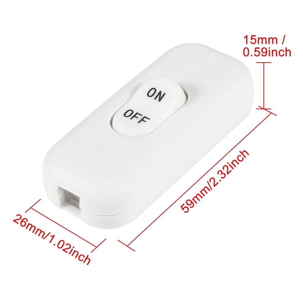 2pcs Inline Cord Switch, AC 250V 6A On-Off Lamp Control Appliance Switch for Bedroom Table Lamp Desk LED Lights(White)
