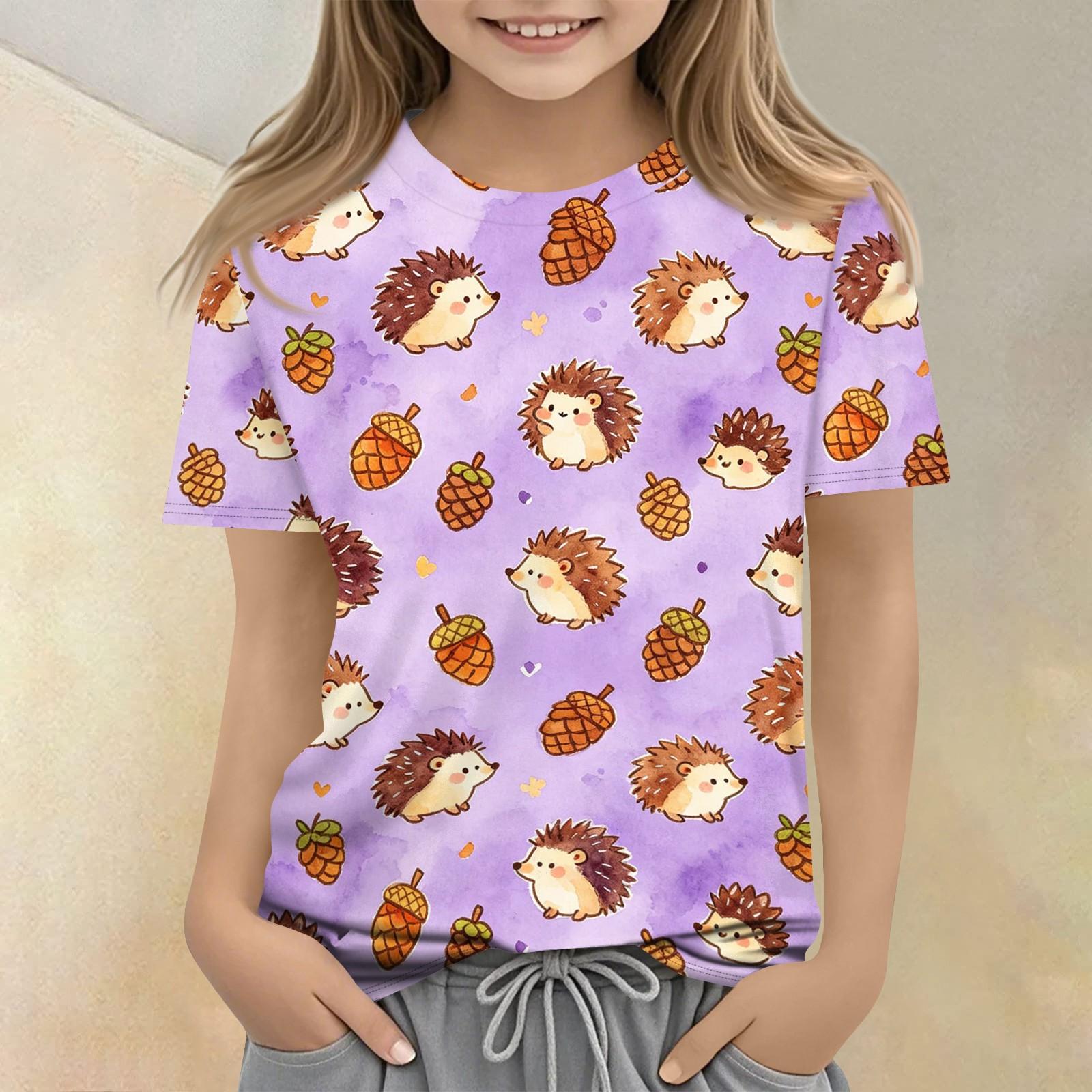 

Kids Animal Print Crew Neck Short Sleeve Casual Loose Fit T Shirt Soft Breathable Fabric Comfortable Everyday Wear 150