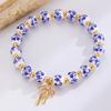 Handmade Bow Blue White Ceramic Bracelet Chinese Adjustable Elastic Rope able Girl Pendant Bracelet Accessories Gift