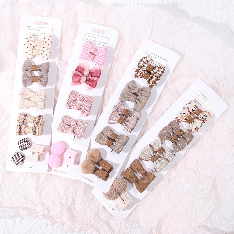 10 ks Bowknot Baby Girl Vlásenka Kvetinová kockovaná Bodka Detské sponky do vlasov Pokrývky hlavy Roztomilé mini detské barretky Doplnky do vláskov pre bábätká