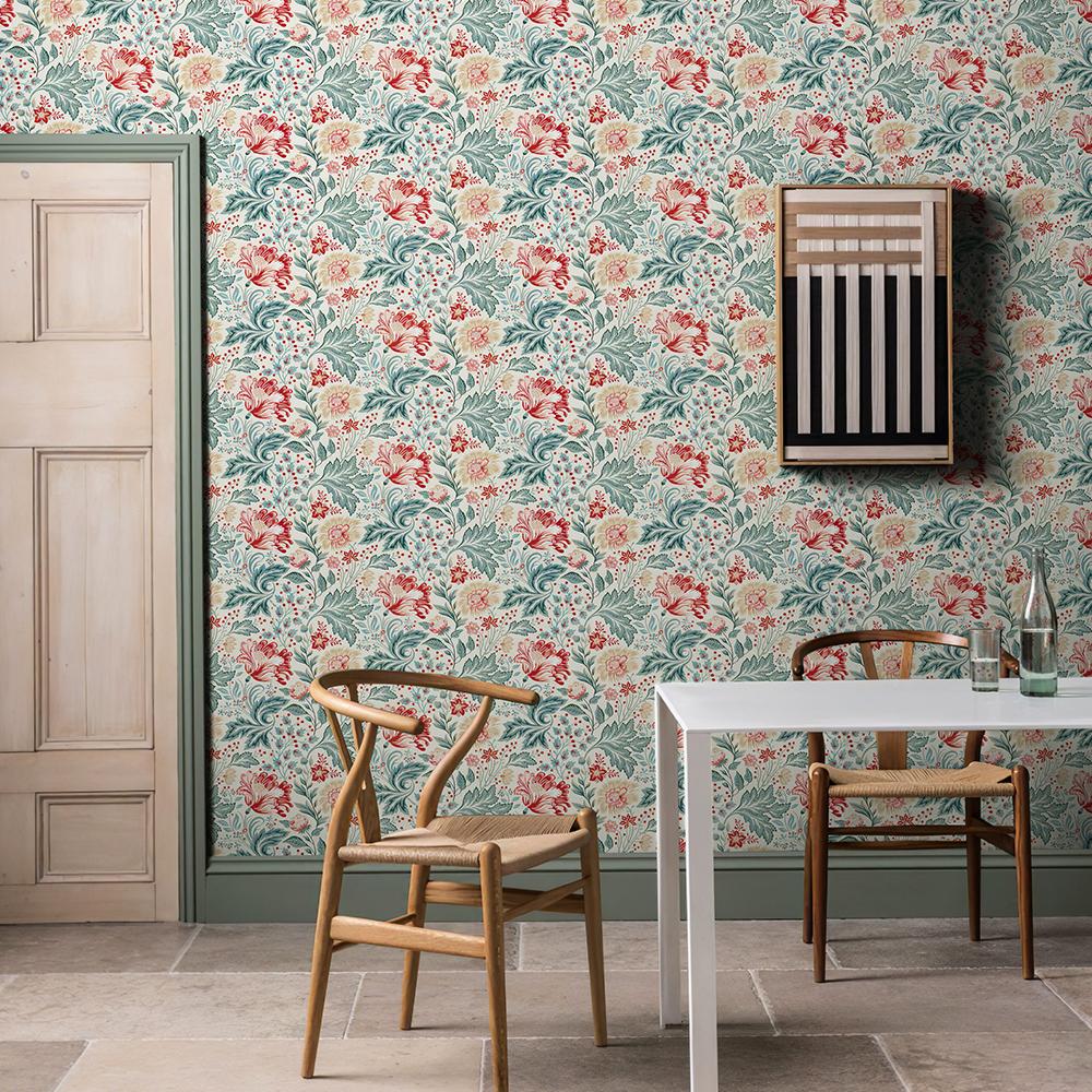 Blue And Red Floral Vinyl Wallpaper Morden Waterproof And Durable PVC Wall Sticker Flower Cabinet Sticker For Furniture
