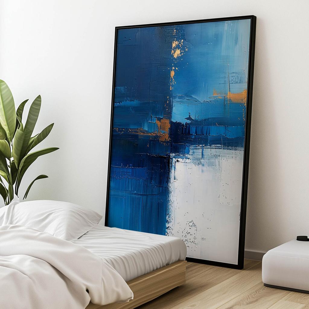 Spokój Szafiru Spokój Szafiru, 50X70 Cm, Rama Aluminiowa Złota, Papier Matowy 230 Gsm