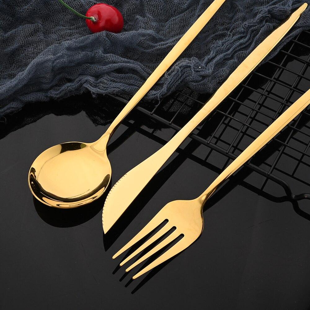 20Pcs/4Sets Stainless Steel Cutlery Tableware Mirror Polished Dinnerware Set White Gold Knife Fork Spoon Flatware Silverware Dinner Set