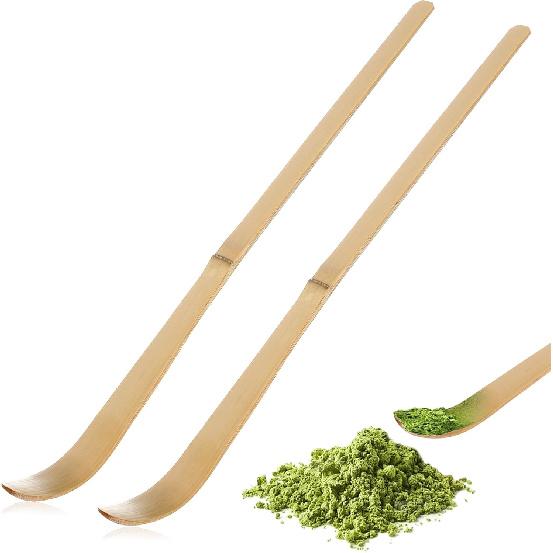 2 Pcs Brown Bamboo Matcha Scoop Japanese Chashaku Hooked Green Tea Spoon Japanese Bamboo Matchas Scoop Traditional Tea Ceremony Spoon for Matcha and