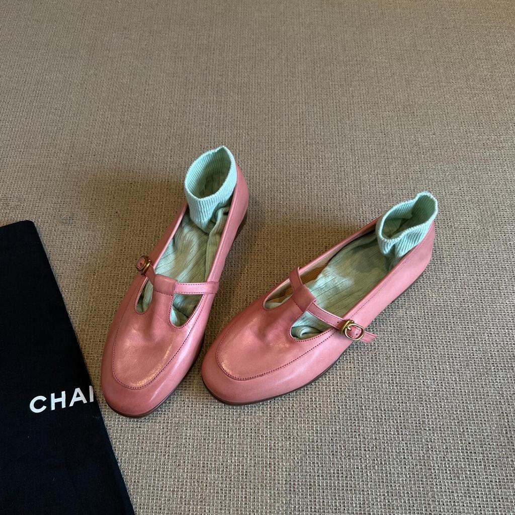 Sheepskin Version~ Leather Loafers Women's Low Heel Inner Height Increase One Pedal T-button Small Leather Shoes Retro Comfortable Single Shoes Women