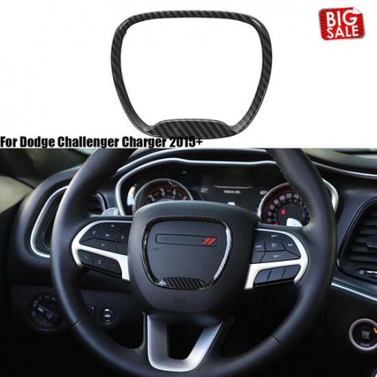 Steering Wheel Cover Trim Bezel For Dodge Challenger Charger 2015+ Carbon Fiber