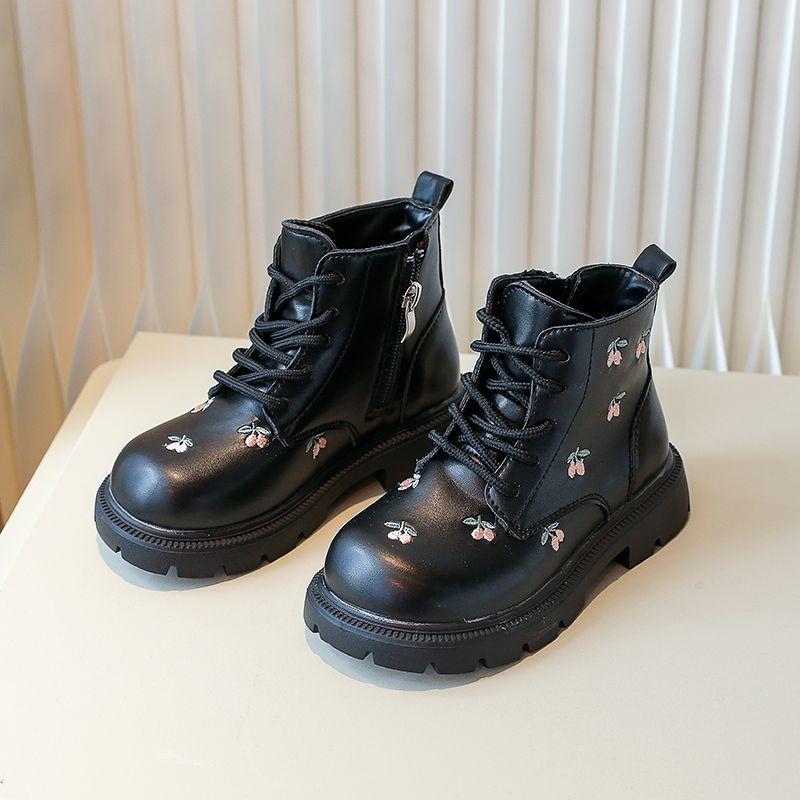 Children's Fashionable Princess Boots for Autumn and Winter, Sweet Embroidered Single Boots for Girls