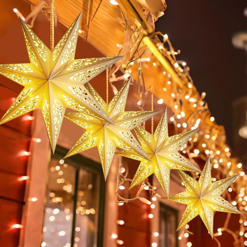 Ausgeschnittene Papierstern-Laterne Hängender Sternen-Lampenschirm Frohe Weihnachten Dekorationen für 2026 Haus Weihnachtsdekorationen Neues Jahr 2026