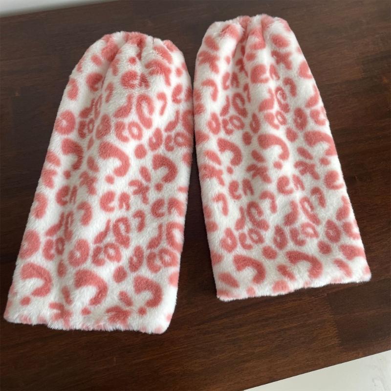 Fashion Furry Leg Warmers for Women and Teen Girl Leopard Colorful Plush Boot Covers Socks for Winter Comfort Streetwear