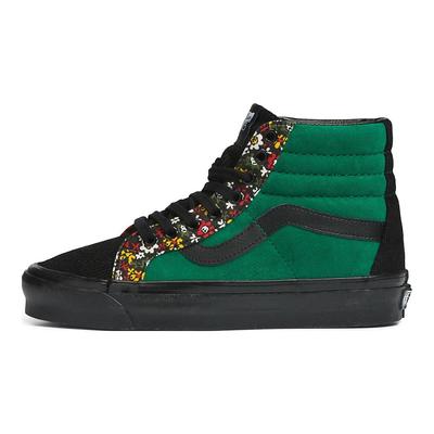Sk8 Anaheim Factory 38 Dx Hoge Top Skate Schoenen Bloemen Unisex Sneakers Zwart Groen Rood VN0A5KXVRGR