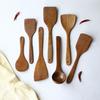 Non-stick pan special chicken wing wood spatula, natural long handle spatula set, spoon kitchen tools