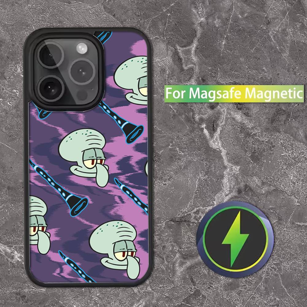 Squidward Tentacles Phone Case For iPhone 16,15,14,13,12,11,Pro,Max,Plus,Mini,SE Magsafe Magnetic Wireless Charging