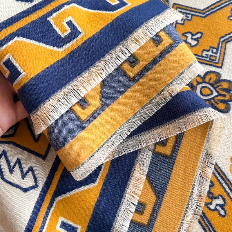 Literary And Retro Style Contrasting Colors, Double-Sided Imitation Cashmere Scarf, Winter High-End Warm Shawl