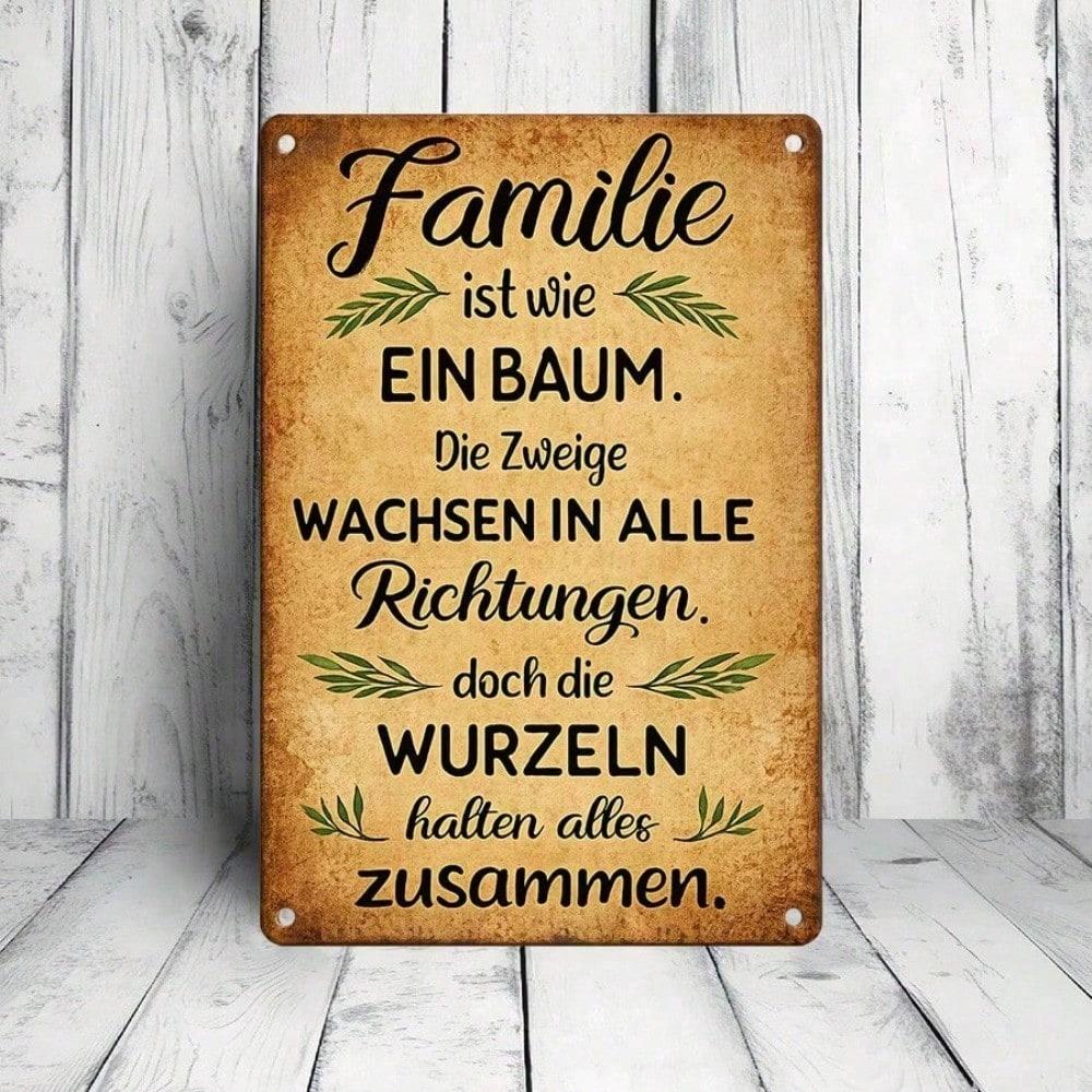 1pc Vintage Metal Tin Sign Familie Ist Wie Ein Baum German Quote Wall Decor 12x8 Inch Retro Plaque