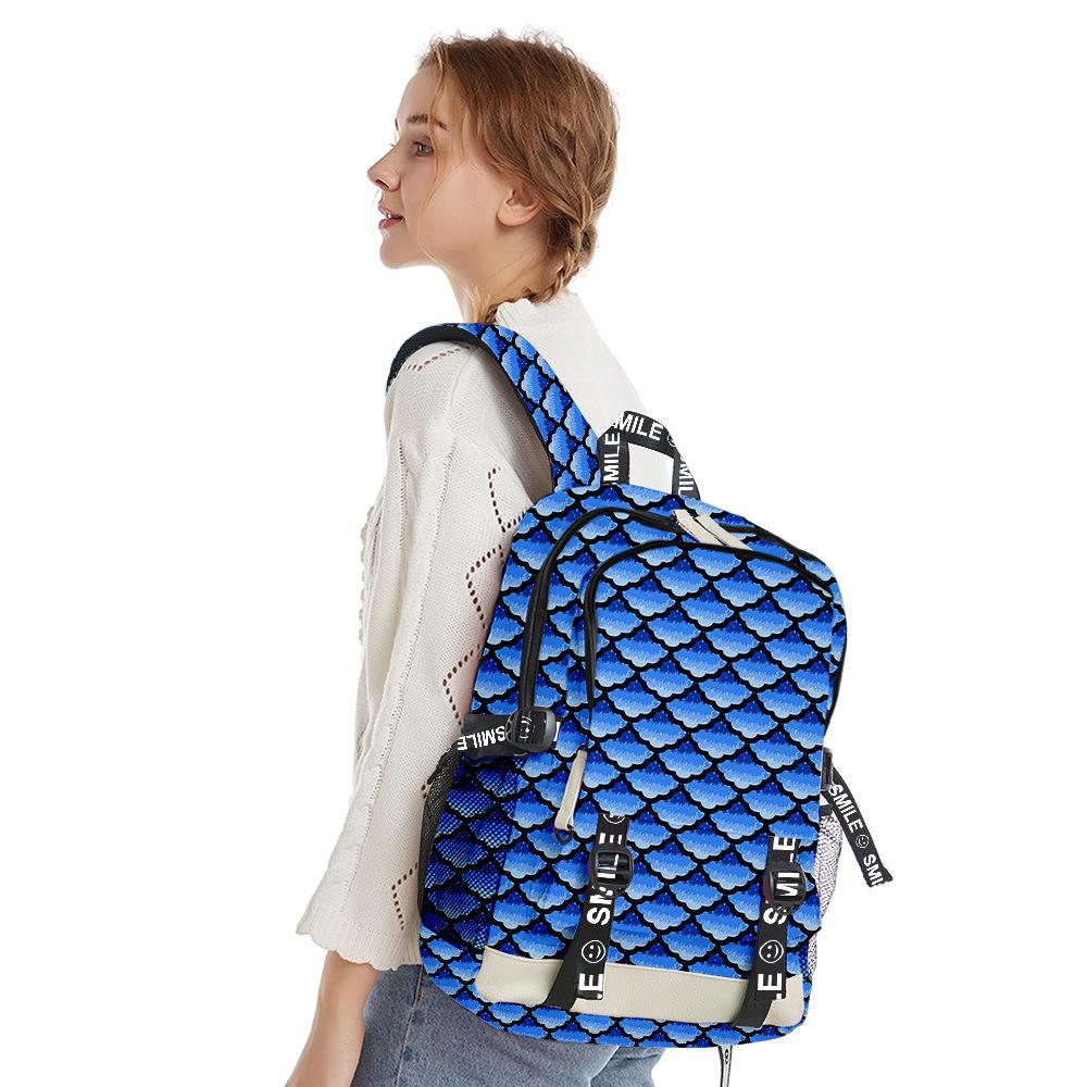 Popular Novelty Cool Scale Squama Student School Bags Unisex 3D Print Oxford Waterproof Notebook Multifunction Travel Backpacks