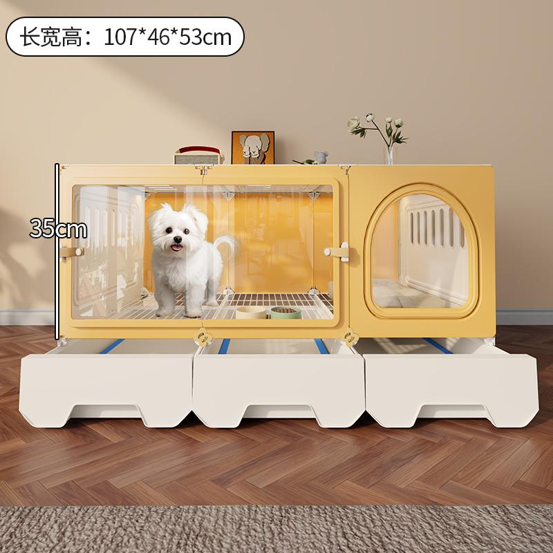 Villa per Cani Piccoli con Toilette Gabbia Trasparente Panoramica per Animali Domestici Suite Monostanza Casa per Animali Domestici Spaziosa Separazione Sistema di Canile per Cani