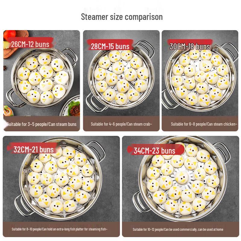 MAXCOOK 34cm 2-Layer 304 Stainless Steel Steamer Pot