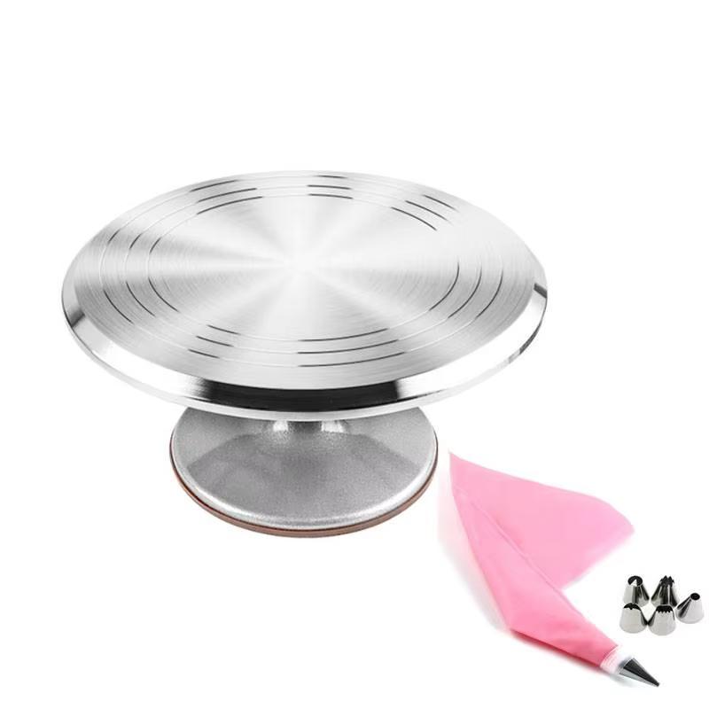 Turntable Cake Decoration Accessories Set Metal Stainless Steel Pastry Spatula Scraper Rotating Cake Stand Accessories Tools