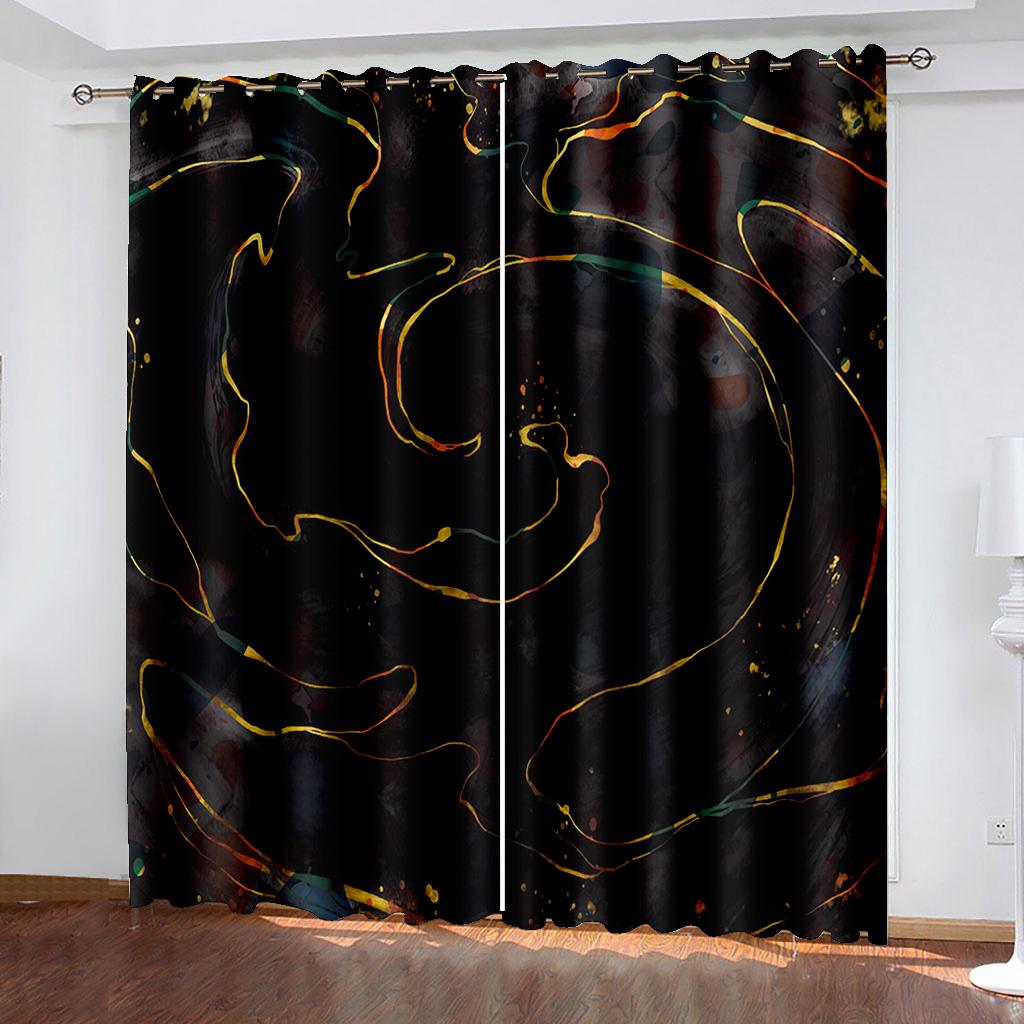 

Черно-белые полосы Красочные шторы для окон Абстрактная геометрия для декора гостиной и спальни с крючками Шторы Драпировки W50H130(CM)x2&Hook