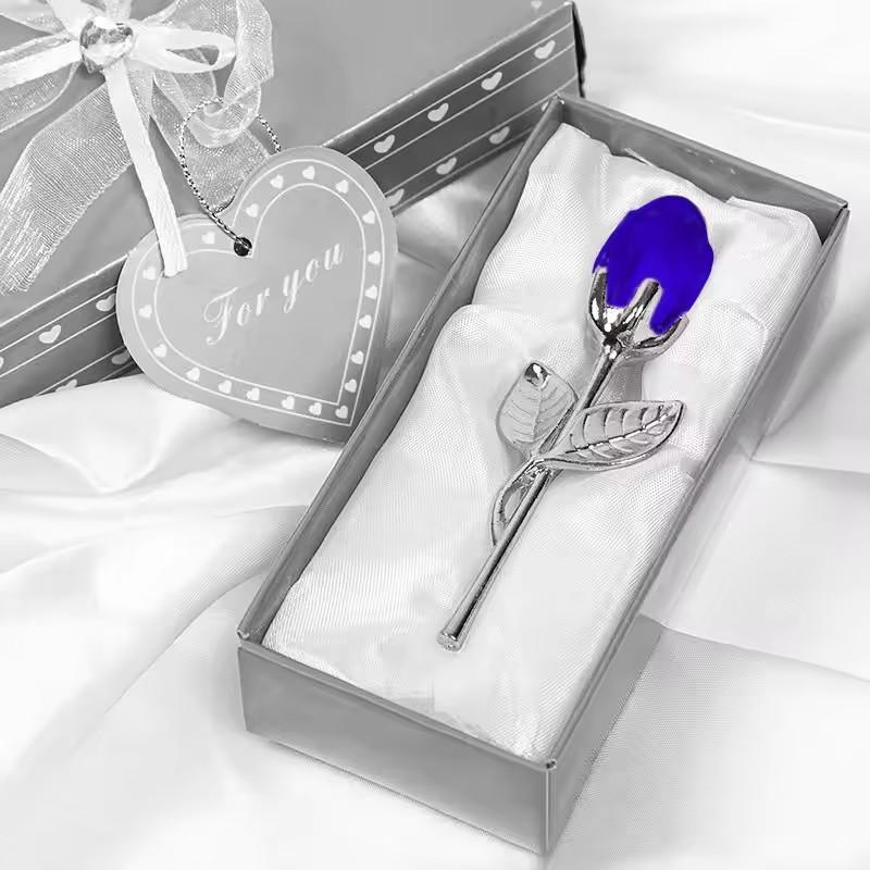 Glass Rose Mini Crystal Flower Artificial Flowers Room Ornament Office Desktop Decoration Wedding Party Valentine's Day Gift