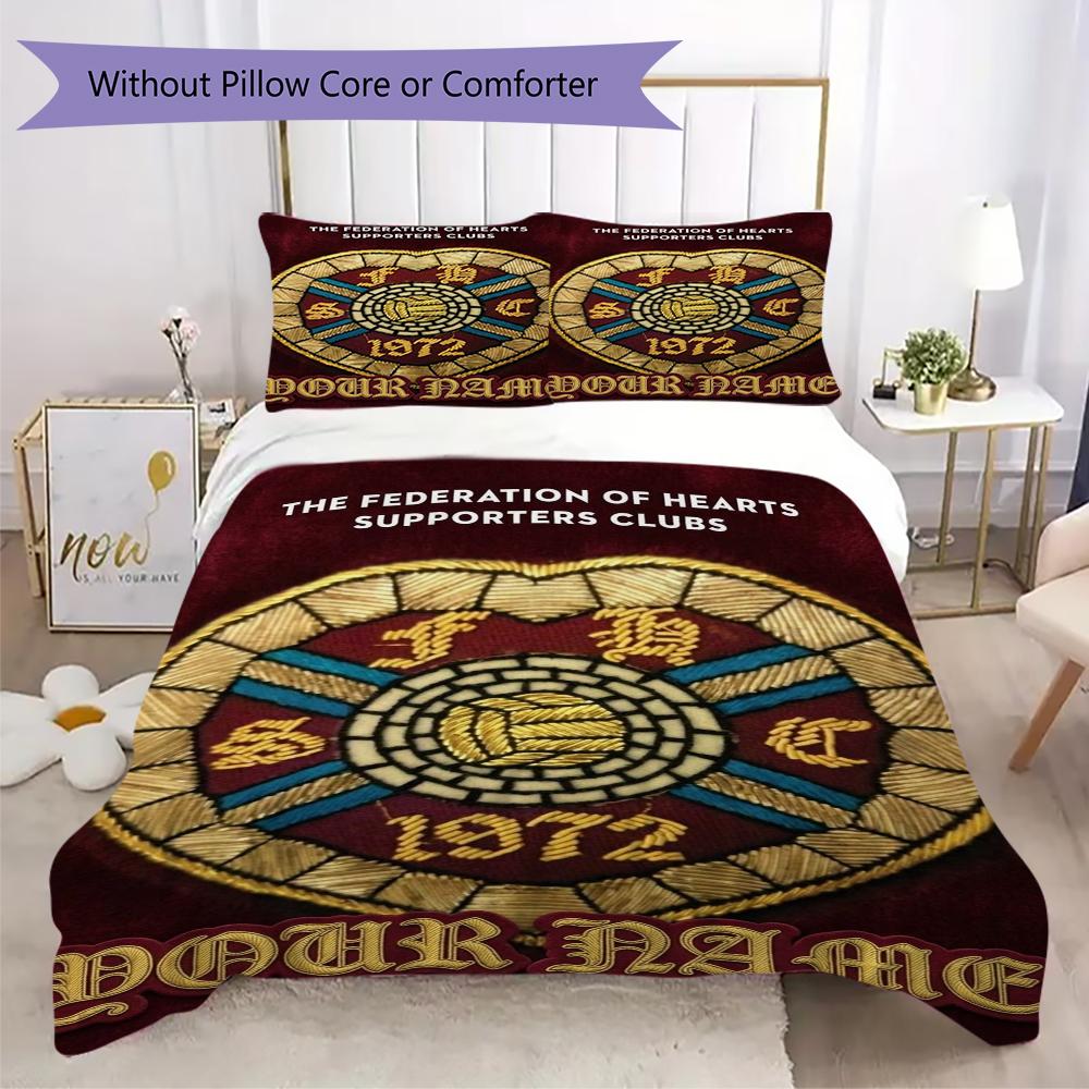 Custom Name Heart of Midlothian Pattern Bedding uilt Set uilt Cover Pillowcase Home Decoration Birthday Gift (1*duvet cover+2*pillowcase without core)