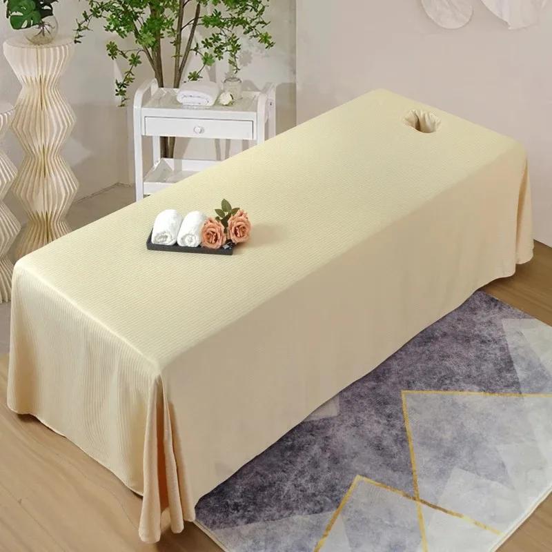 Solid Color Beauty Salon Massage Table Bed Sheet Hole Thick Therapy Bedsheet Physiotherapy Spa Clubhouse Massage Bed Sheet