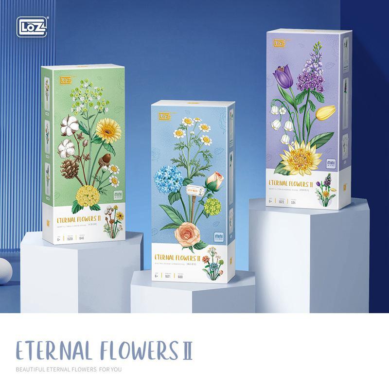 LOZ DIY Building Blocks Flower Bouquet - Tulip & Rose: Ideal Birthday Gift or Home Decor.