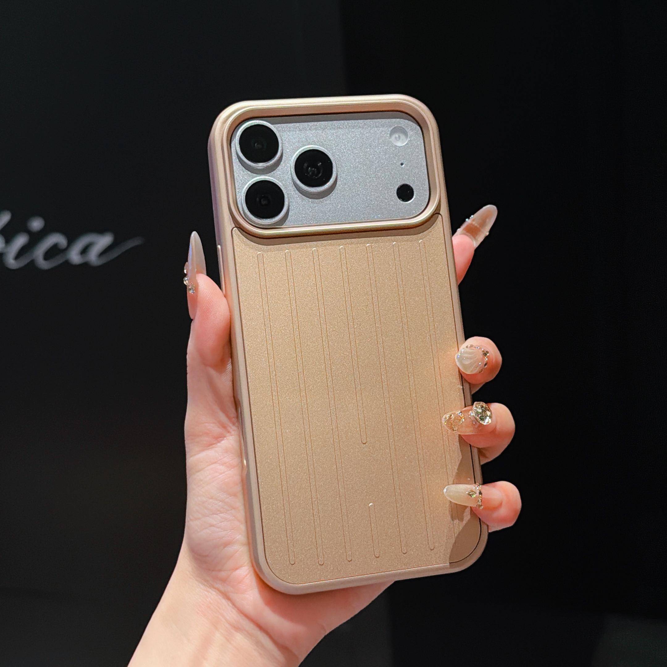

Розкішний чохол-багаж для iPhone 17 Pro Max 16 15 14 13 з алюмінієвого сплаву, протиударний, захисний iPhone 14 Pro Max золотистий