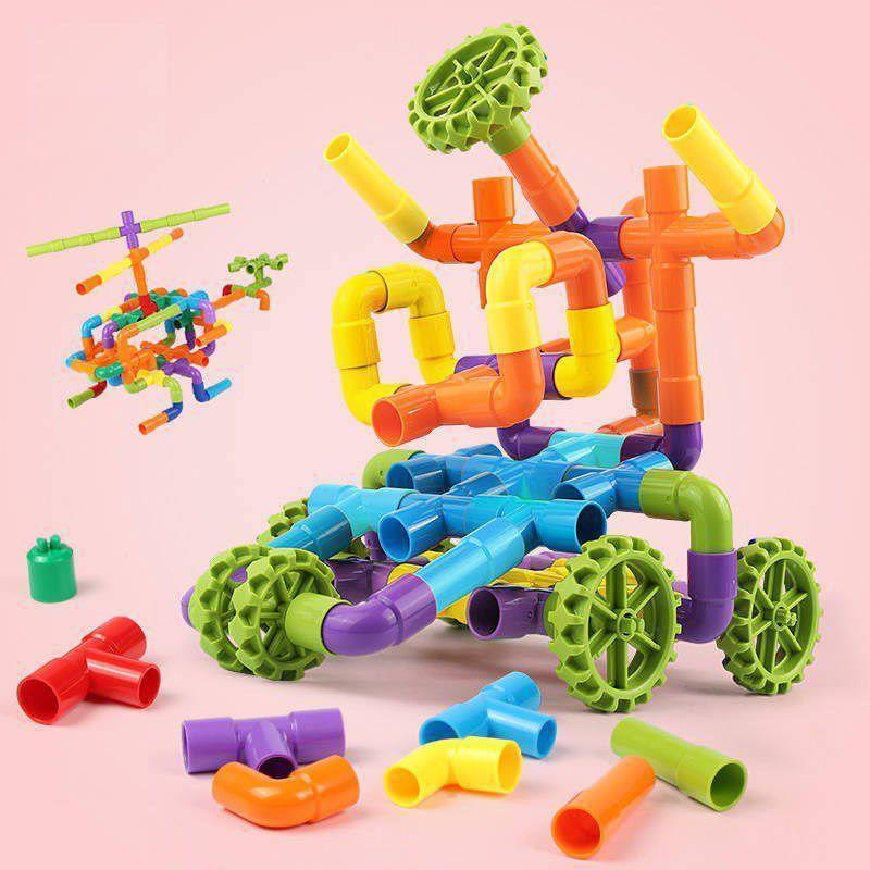 Children's Water Pipe Building Blocks - Puzzle Toy for Ages 3-7, Plastic Assembly for Boys