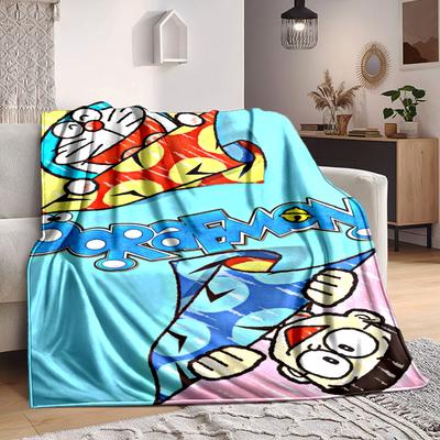 1PC Doraemon Blanket Lightweight Flannel Throw Blanket for Sofa, Bed, Travel, Camping, Livingroom, Office, Couch